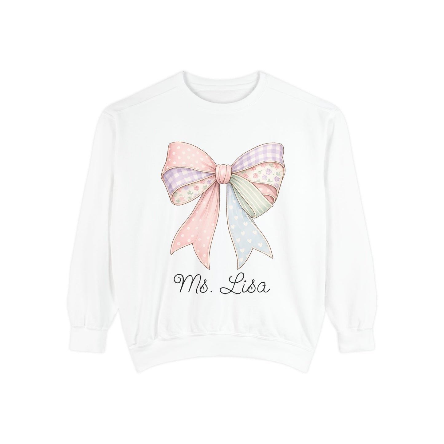 Personalized Teacher Sweatshirt — Pastel Bow (ADD NAME TO ORDER<3)