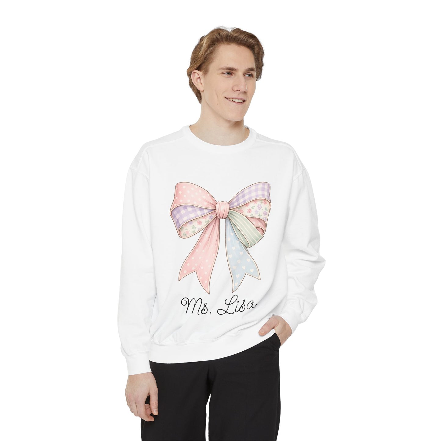 Personalized Teacher Sweatshirt — Pastel Bow (ADD NAME TO ORDER<3)